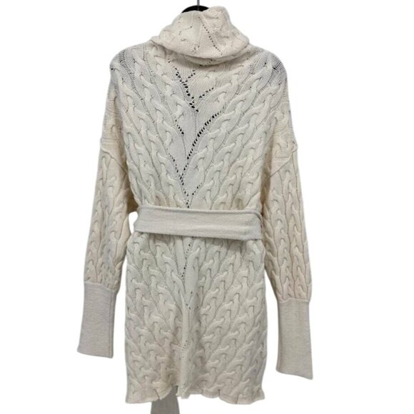 Free People Knit Sweater Size Small S Ivory Turtleneck Cable Long Sleeve New B54 - Picture 4 of 7